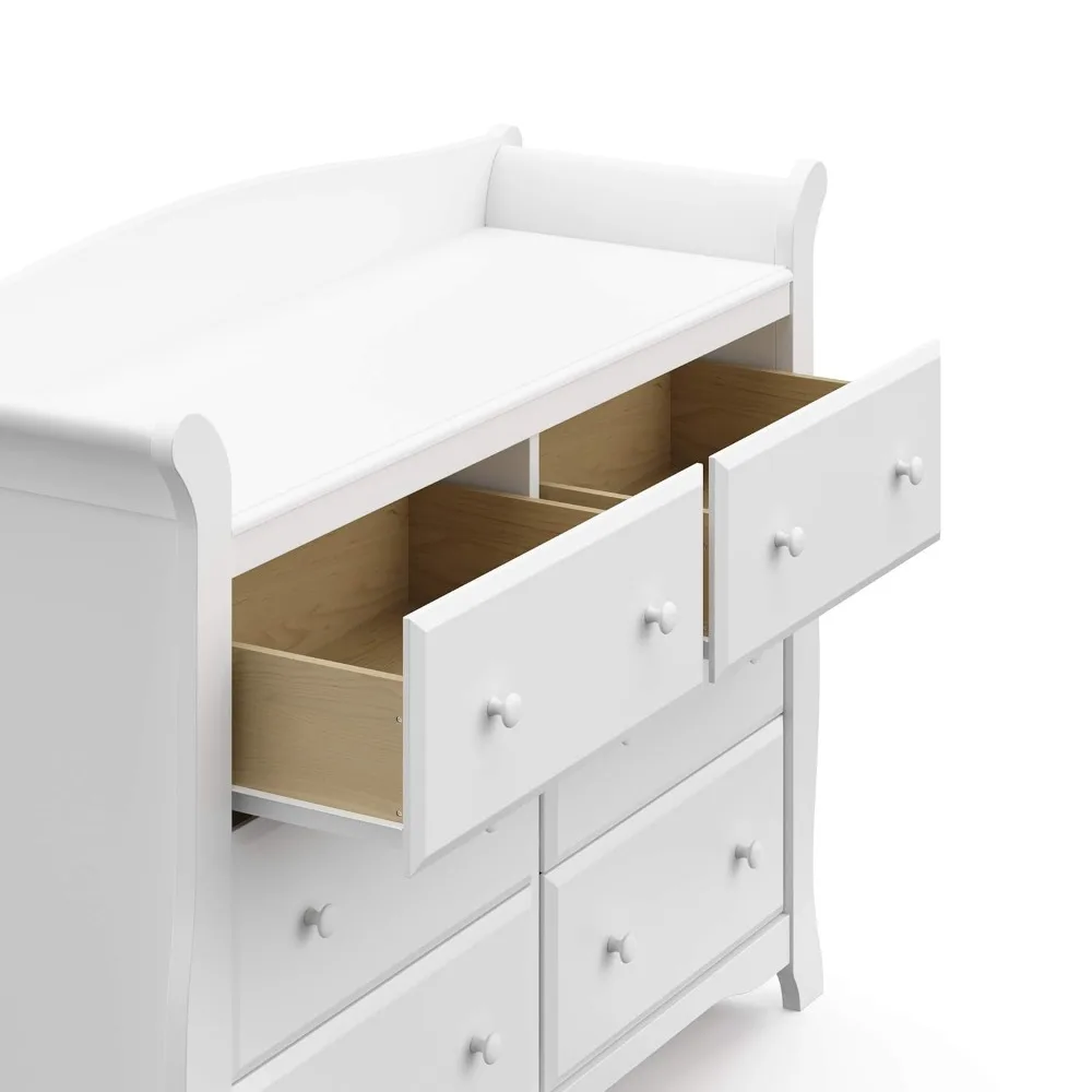 Storkcraft Avalon-tocador doble para dormitorio de niños, organizador de guardería, cofre de cajones, 6 cajones, blanco