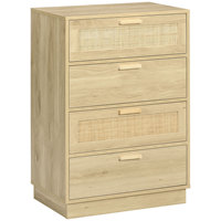 60x38x88,5 cm Natural HOMCOM bedside comfortable with 4 drawers rattan grid