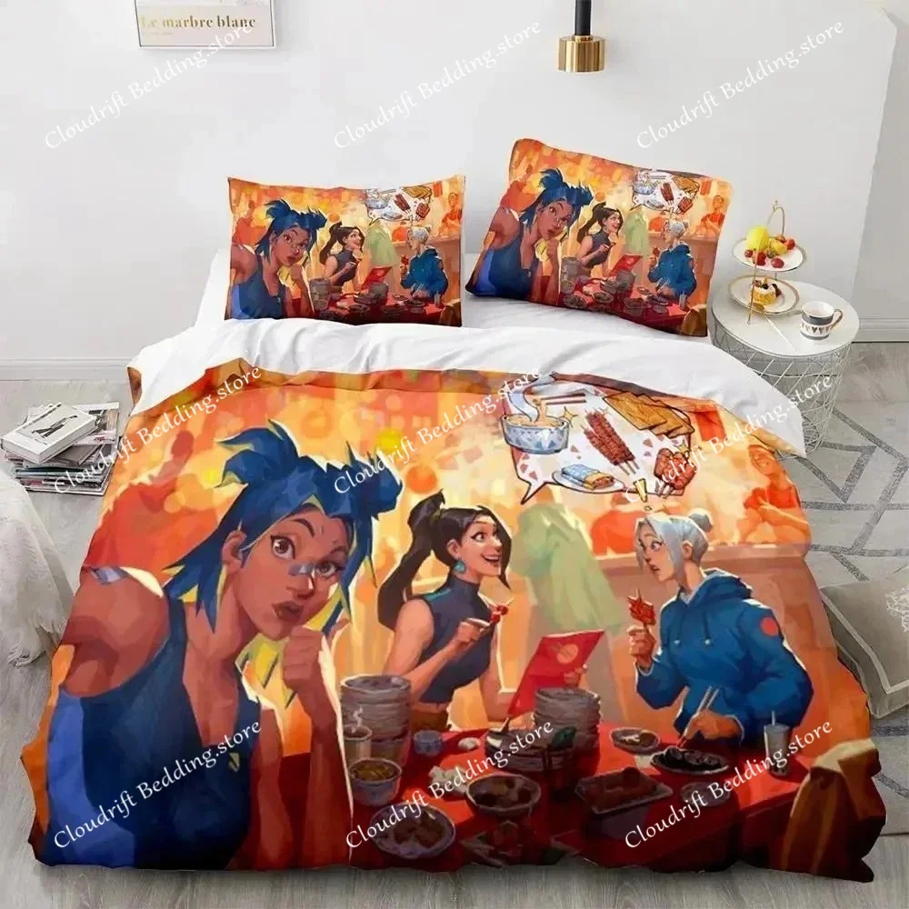 

Game Valorant Neon Bedding Set Boys Girls Twin Queen Size Duvet Cover Pillowcase Bed Kids Adult Fashion Home Textileextile