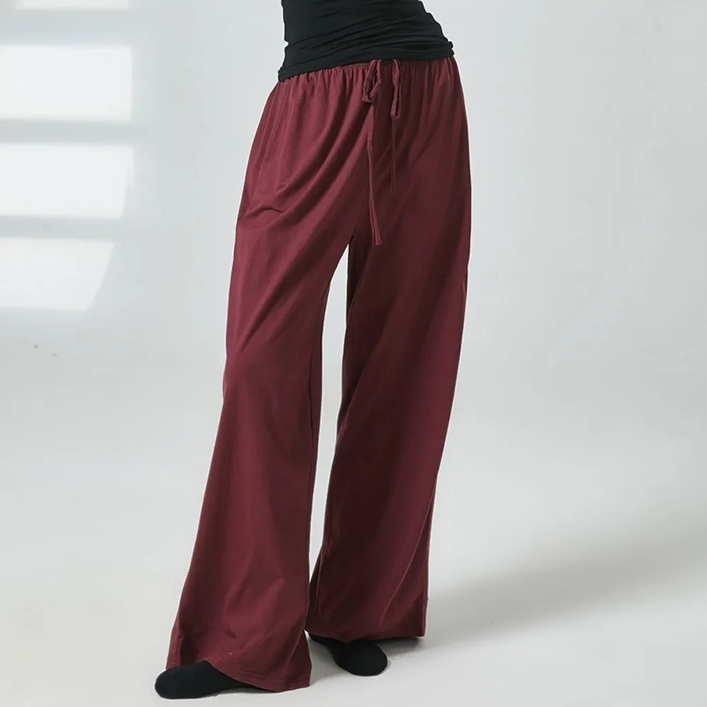 

Модные хлопковые танцевальные брюки с боковыми карманами, свободные фитнес-брюки, повседневные брюки с эластичным поясом и широкими штанинами для мужчин и женщин