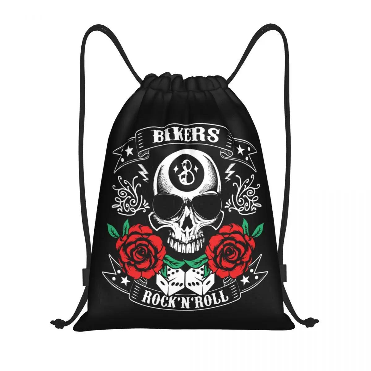 Rock Skull Rockabilly Bikers Rockers Mochila con cordón Bolsa de gimnasio deportiva para mujeres y hombres Mochila de entrenamiento