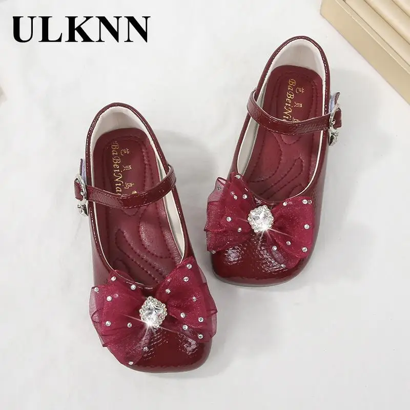 

Princess Girls Shoes The Spring And Autumn Period Female Baby New Fashion Single Bowknot Shoes Baby Flats Winered Black Shoe