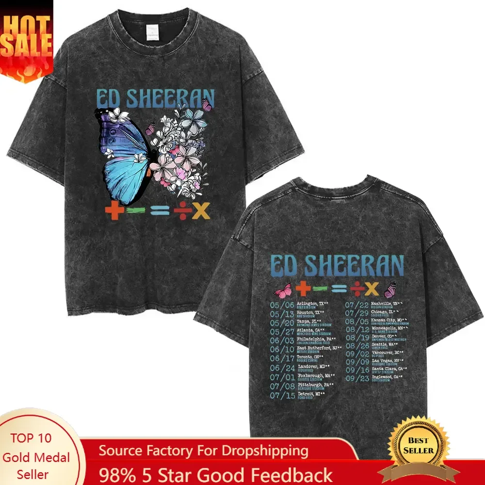 

Ed Sheeran Mathematics Tour Concert Vintage Washed T shirts Men Women Women Fashion Harajuku T-shirts 100% Cotton Casual Loose T