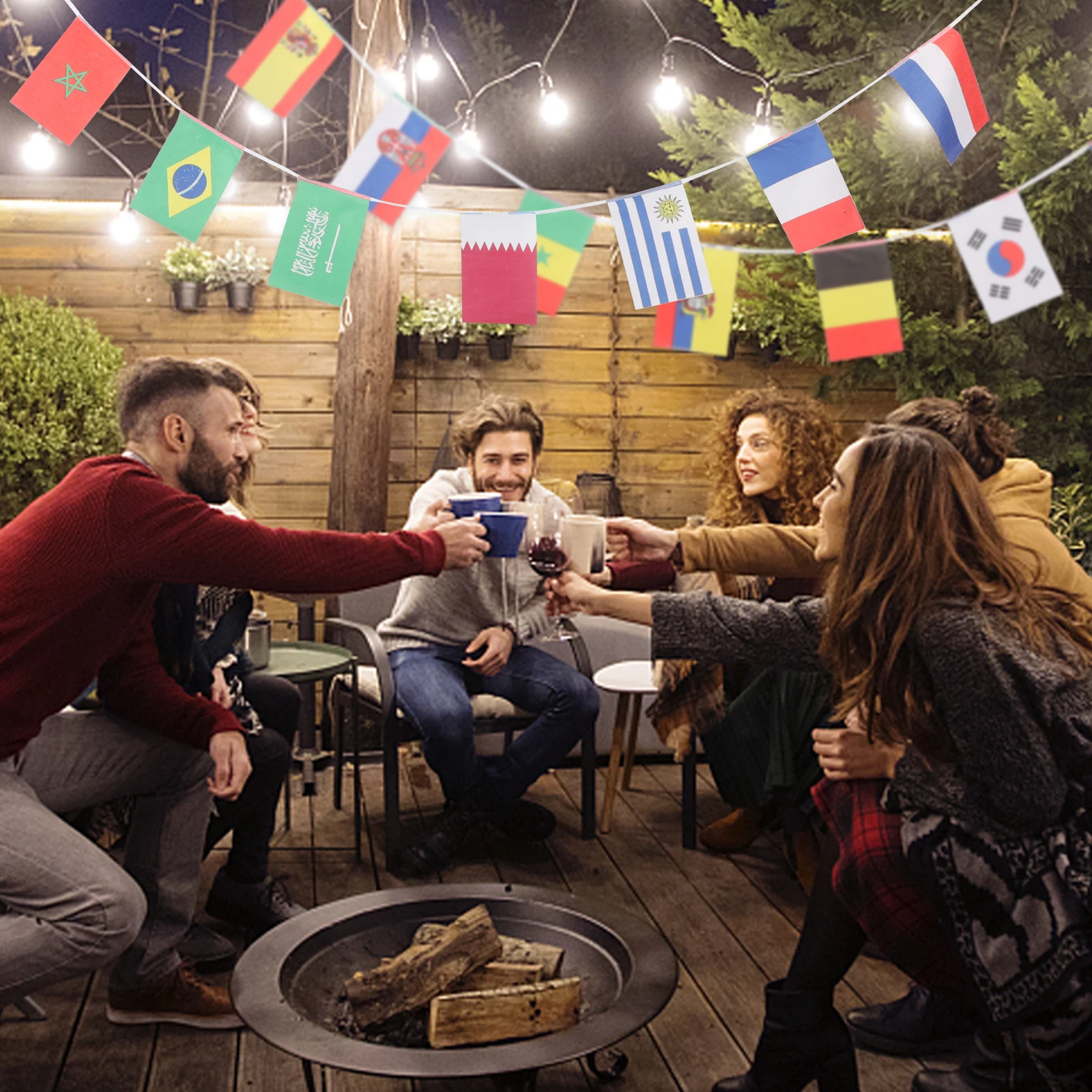 

32 Pieces Flags 14x21cm Bunting String Flag Banner Football Match Decor Euro Championship Bar Decoration Bar Supplies