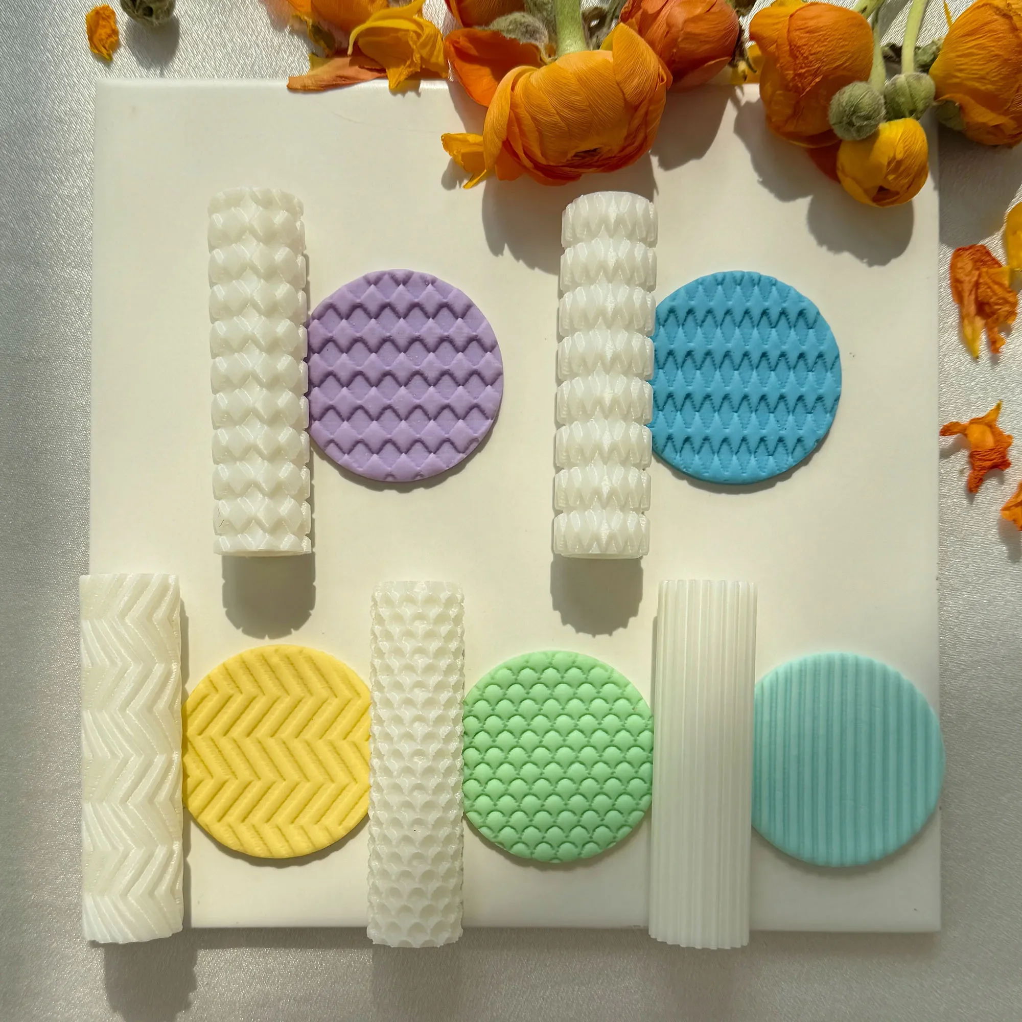 Soft Pottery Earring Polymer Clay Cutter Roller Texture Polymer Clay Seamless Polymer Clay Texture Roller claycutters