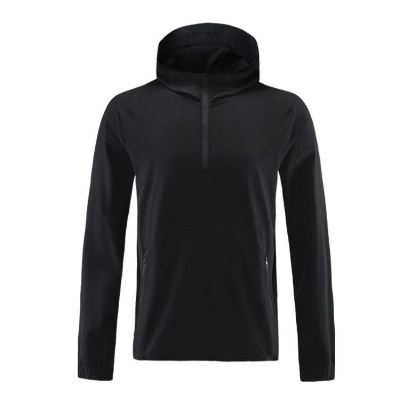 Autumn And Winter Men's Outdoor Casual Quick-drying Sports Jacket Hooded Half-zipper Woven Fitness Jacket