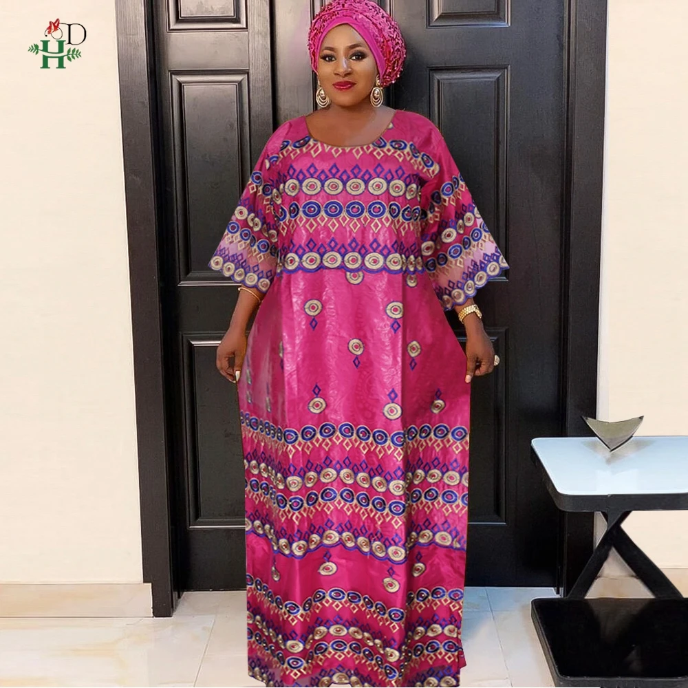 

Африканская одежда H & D для женщин, традиционные платья с вышивкой Bazin, женские высококачественные бриллиантовые свадебные платья в африканском стиле