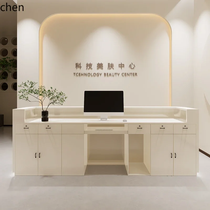 Simple Clothing Store Cashier Desk Front Desk Beauty Salon Yoga Wellness Center Lacquered Bar Table Company Reception Desk