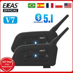 EJEAS V7 Motorcycle Bluetooth Intercom Connects Two Mobile Phones At The Same Time And Has An Intercom Distance Of 700 Meters