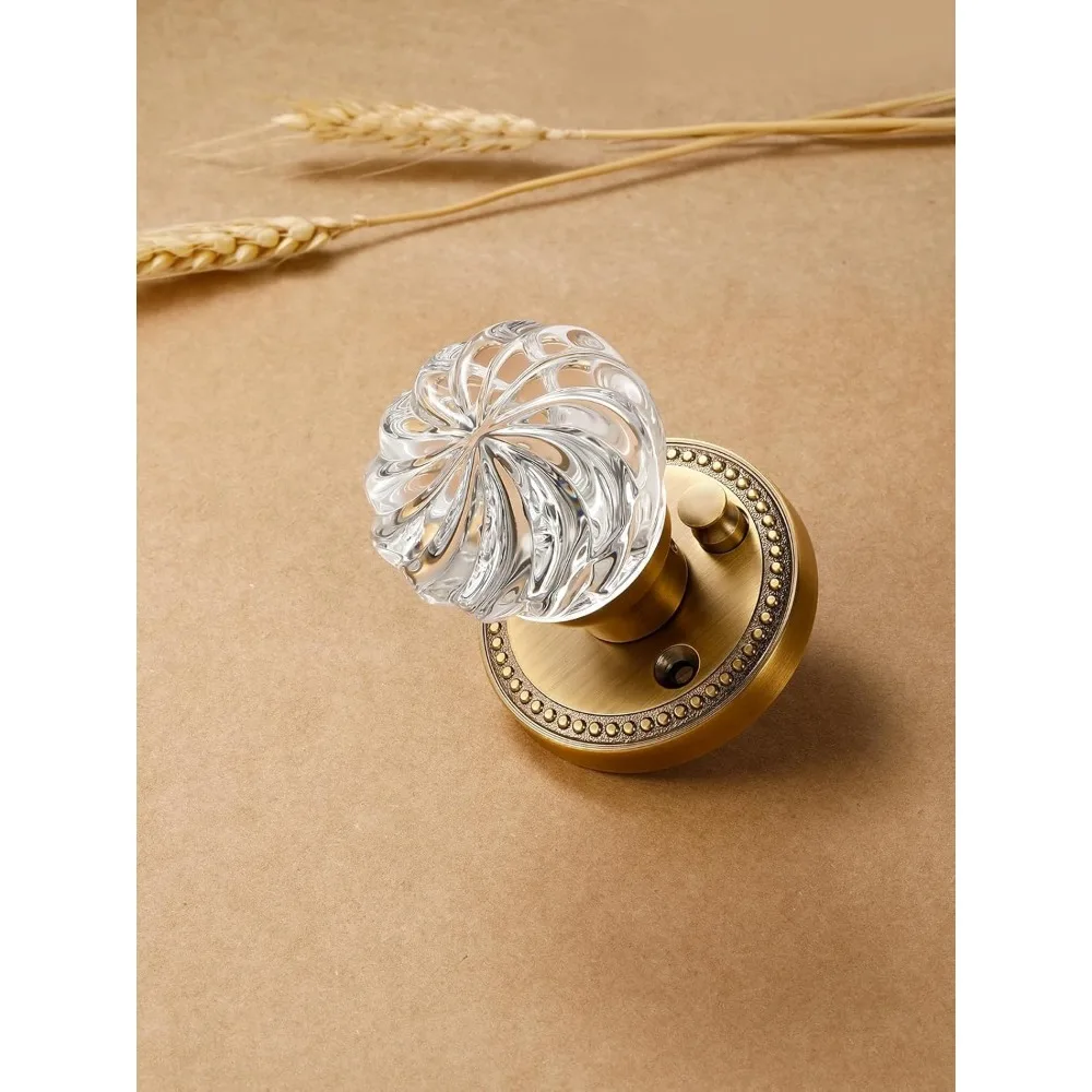 مقابض أبواب زجاجية كريستالية نحاسية عتيقة للخصوصية الداخلية - ملحقات أجهزة باب الحمام في غرفة النوم #2