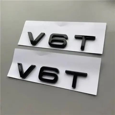 

2PCS V6T V8T Emblem ABS 3D badge leaf label V10 V12 side label for Audi A4L A5 A6L A7 Q3 Q6 Q7 car label displacement sticker