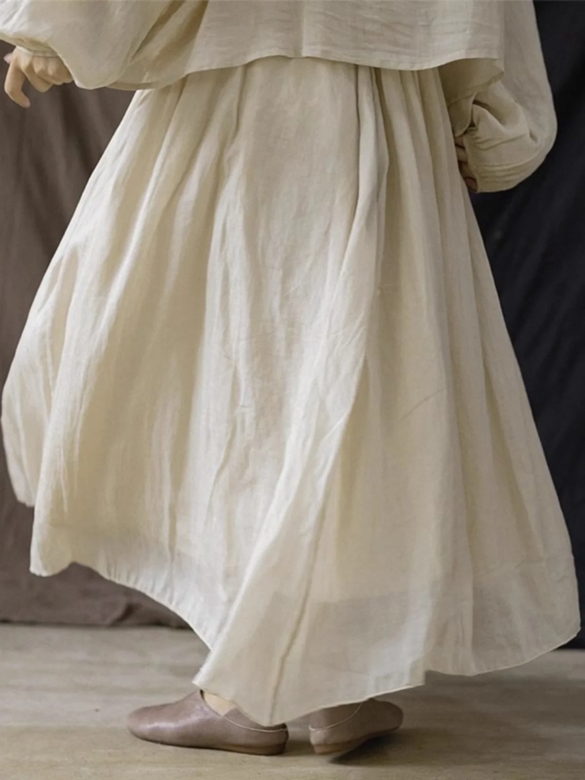 

Ele Mid-Length A-Line Skirt for Women Elastic Waist Cotton Linen Summer New Sle 2026 Ladies Faion Skirts