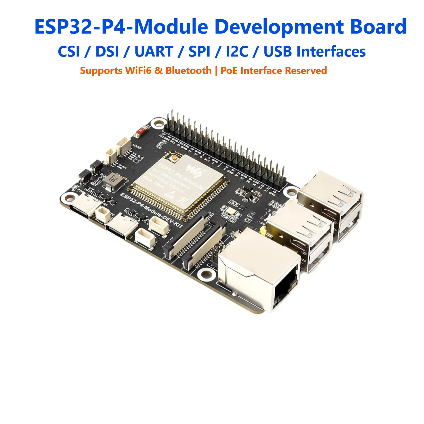 ESP32-P4 Development Board ESP32-C6 DSI Display Camera RJ45 Ethernet for MicroPython IoT DIY