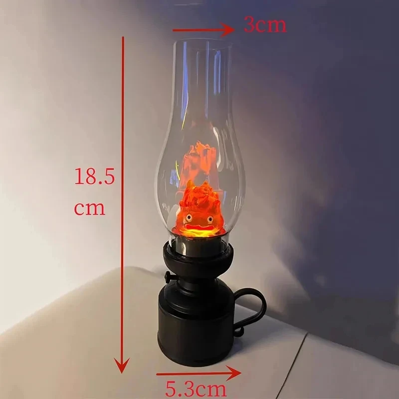 Calcifer Vintage Night Light Cartoon Anime Flameless Decorative Lamp Kerosene Candle Light with Table Lamp for Bedroom Christmas