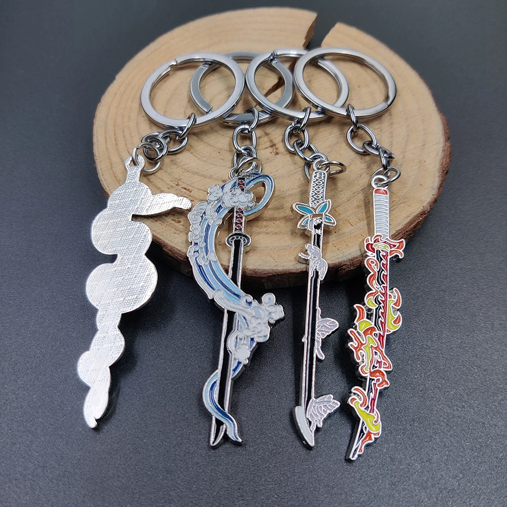 Anime Demon Slayer Sword Metal Keychain Kimetsu no Yaiba Kamado Tanjirou Nezuko Shinobu Weapon Pendant Keyring Cosplay Jewelry image 3