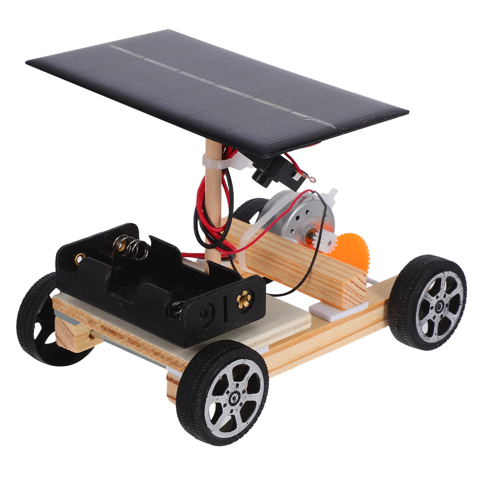 Kit de construção de haste de madeira para carro diy, circuito científico criativo para meninos, veículo movido a energia solar