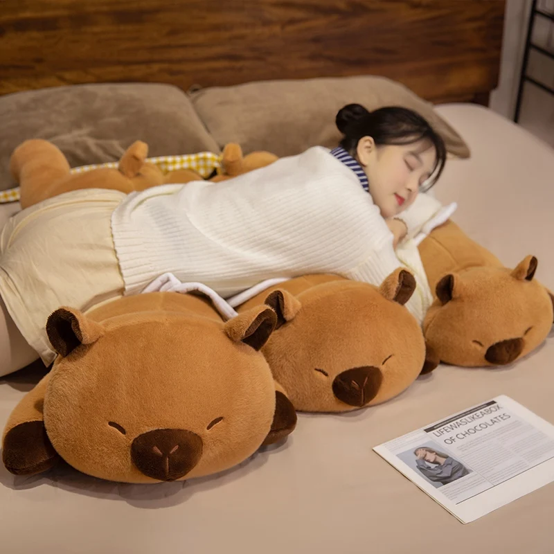 Kawaii Vleugels Capybara Lange Slaap Kussen Gevulde Capibara Plushie Pluizige Pop Zachte Sofa Kussen Dutje Slapen Speelgoed voor Thuis Bed