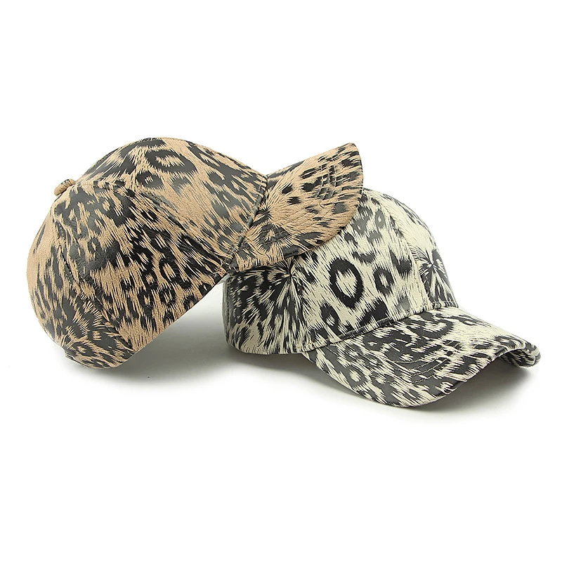 Berretto da baseball in cotone lavato vintage con stampa leopardata beige Donna Hip Hop Coda di cavallo Panini disordinati Cappelli sportivi da esterno Accessori per uomo