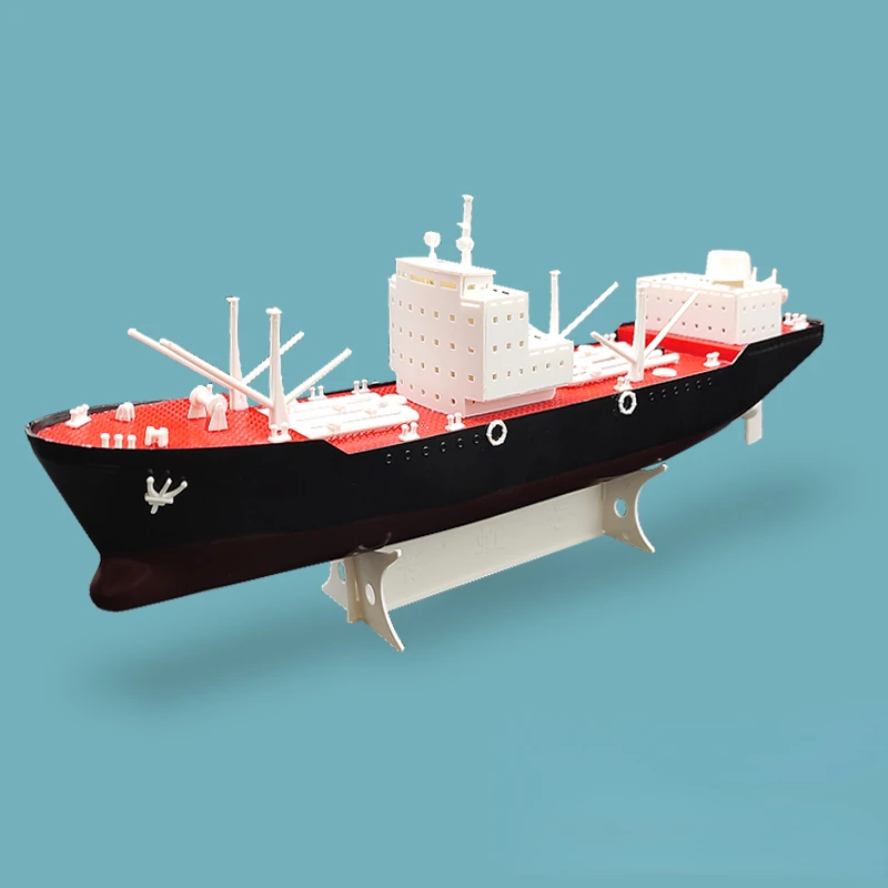 DIY Electric Boat Plastic Assembly Qingyun Rainbow Cargo Ship Yuan Wang-class Tracking Ship Model Ship Children\'s Toys