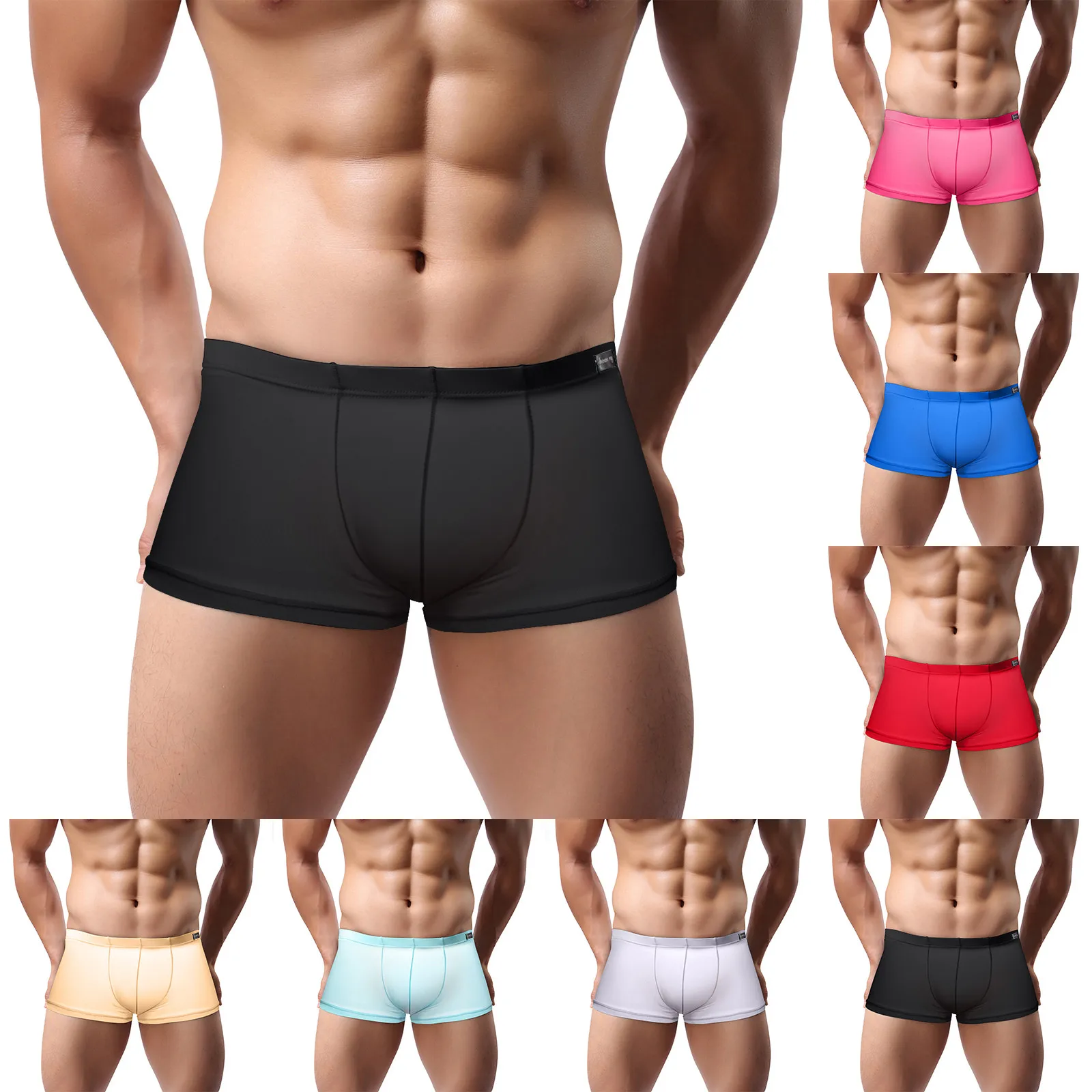 Men's Ice Silk Underwear Classic Basics Sexy Men Boxers Pouch Calzoncillos Hombre Cueca Gay Men Panties Soft Underpants