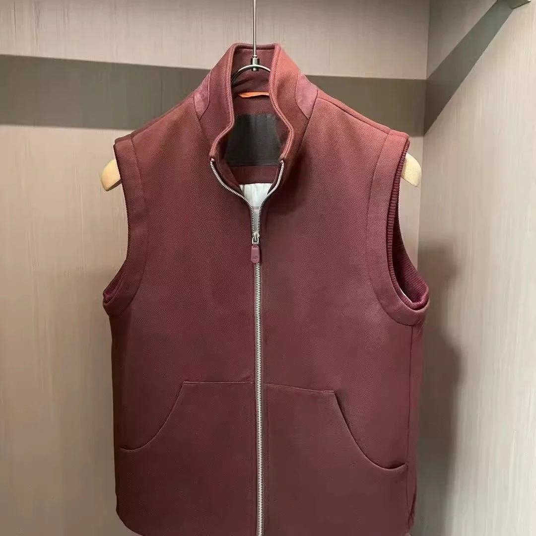 

Итальянский LP старый денежный стиль мужской бархатный шерстяной жилет с воротником-стойкой