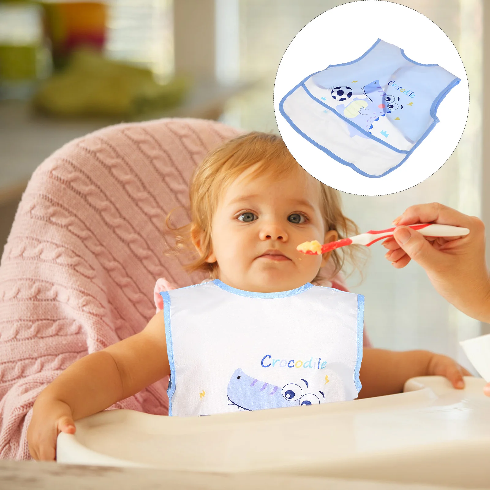 

Baby Bib Cartoon Waterproof Feeding Saliva Proof Clothes Protector Soft Breathable Polyester Cotton Easy Clean