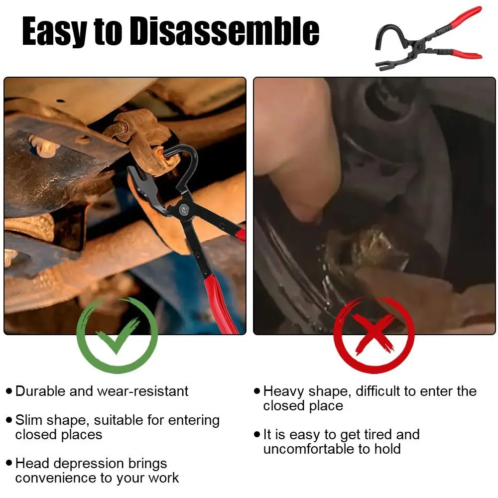 Pinze in gomma per tubi di scarico per auto Installa lo smontaggio Strumenti per la rimozione della guarnizione del gancio di scarico Strumenti per garage con estrattore portatile