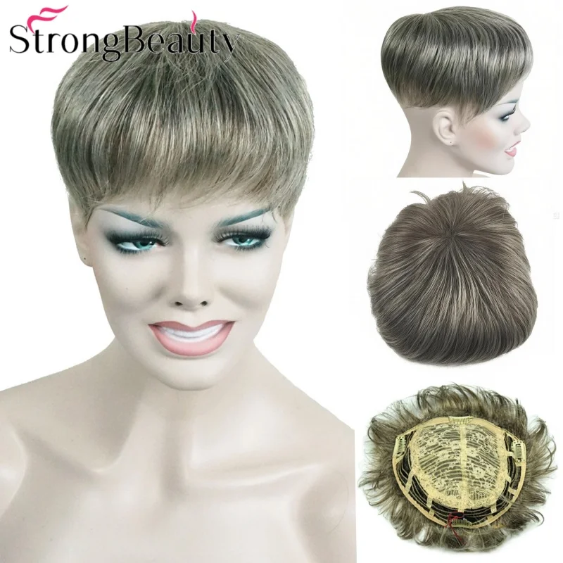 StrongBeauty Toupee Wig Synthetic Hair Toupees Hair Loss Top Piece Wigs Many Colors