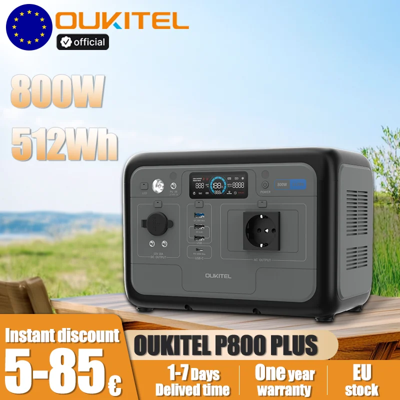 OUKITEL P800E draagbare krachtcentrale 800 W uitgangsvermogen 512 Wh LiFePO4 familie buiten kamperen back-upvermogen mobiele stroom