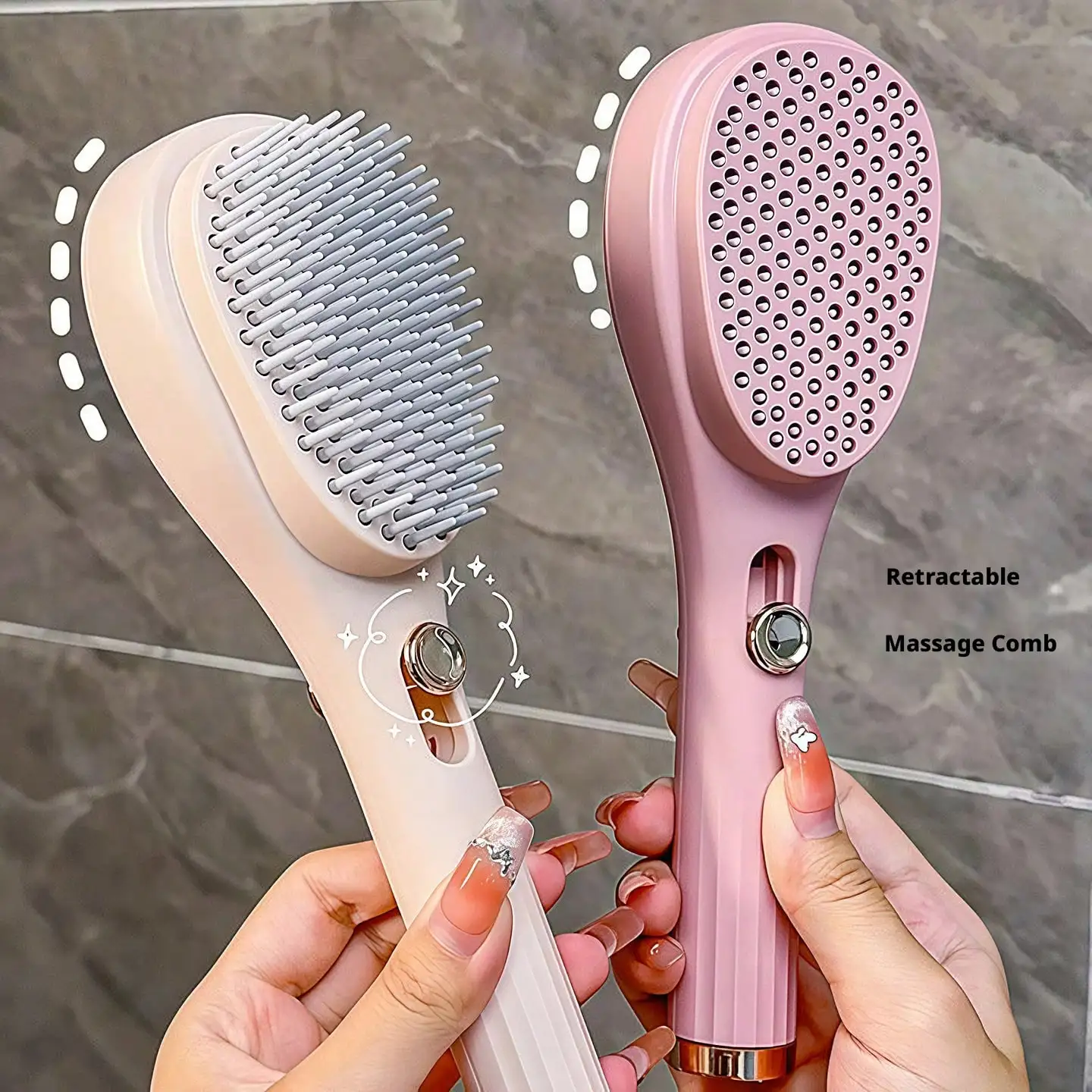 

1PCS Retractable Air Cushion Comb For Women, Portable Fluffy Massage Comb, Self-Cleaning, Smooth Hair, No Tangles