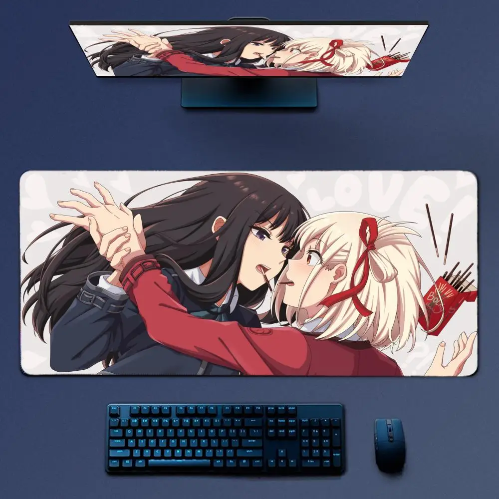 Lycoris Recoil Anime Girl Kawaii Mousepad Large Gaming Mouse Pad LockEdge Thickened Computer Keyboard Table Desk Mat