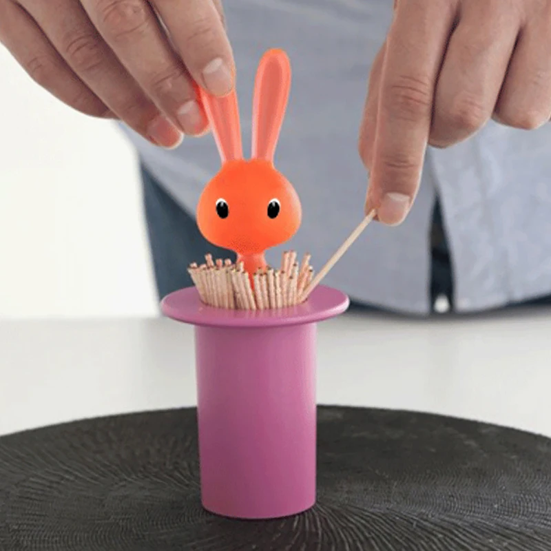 Caja de almacenamiento de bastoncillos de algodón con forma de conejo mágico, caja dispensadora de palillos de dientes, Decoración de mesa