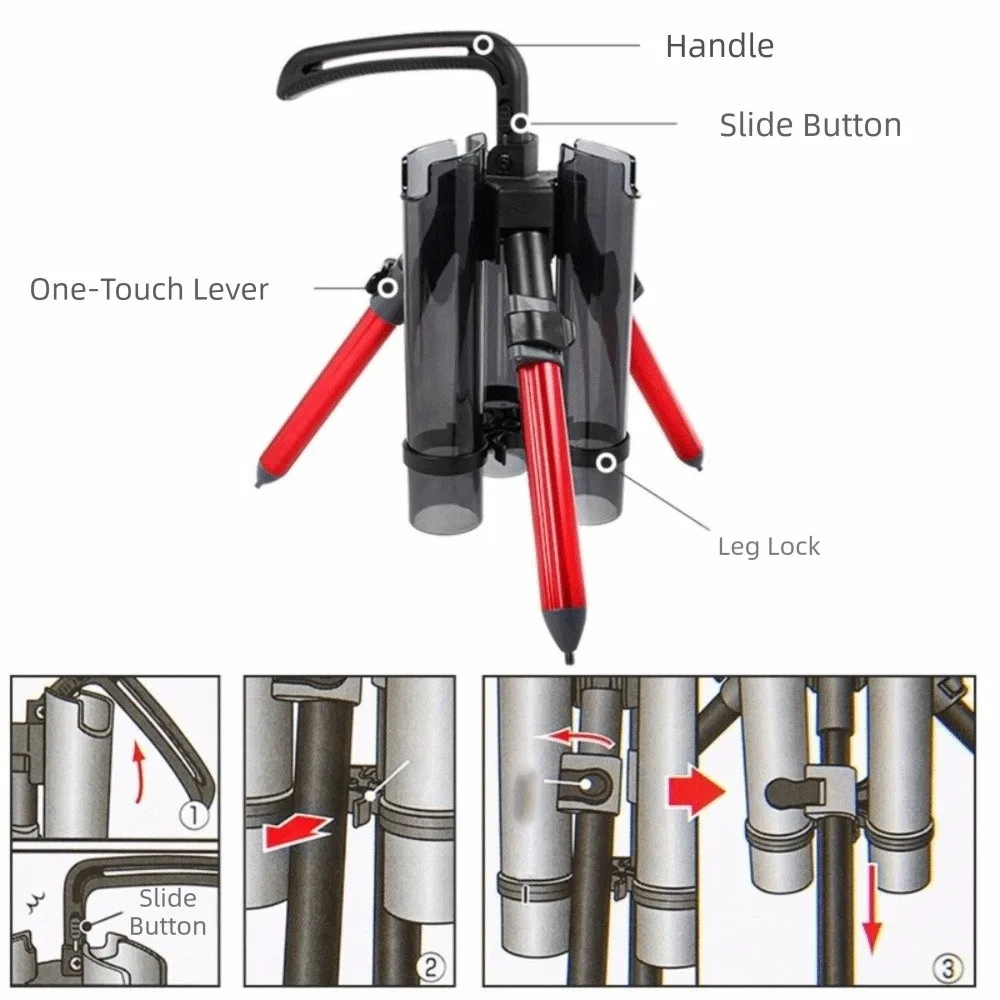 

Support Bracket Portable Fishing Rod Tripod Stand Aluminum Alloy Rod Holder Support Bracket Fishing Accessories Outdoor
