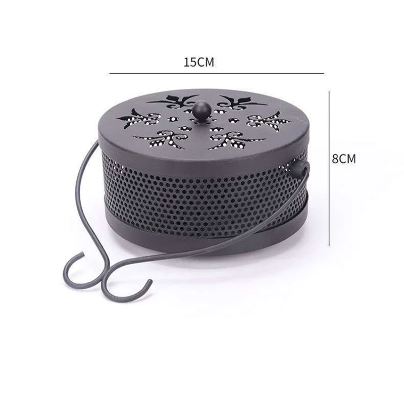 Mosquito Coil Holder Classical Design Portable Metal Incense Holder with Hooks Handle, Round Iron Mosquito Incense Burner