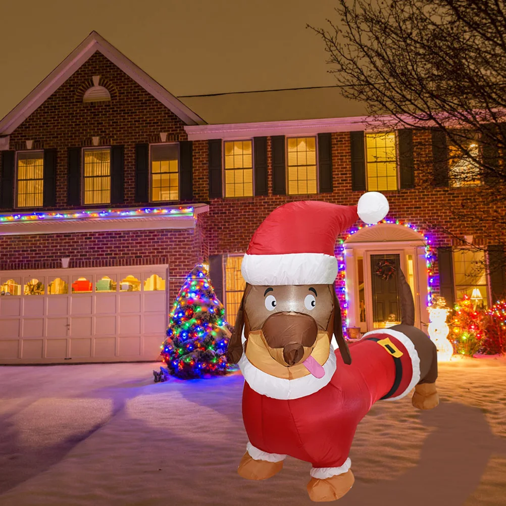 

1.5M Inflatable Dachshund Lights Christmas Yard Decor Reusable Xmas Supplies Red nament Outdoor Decor
