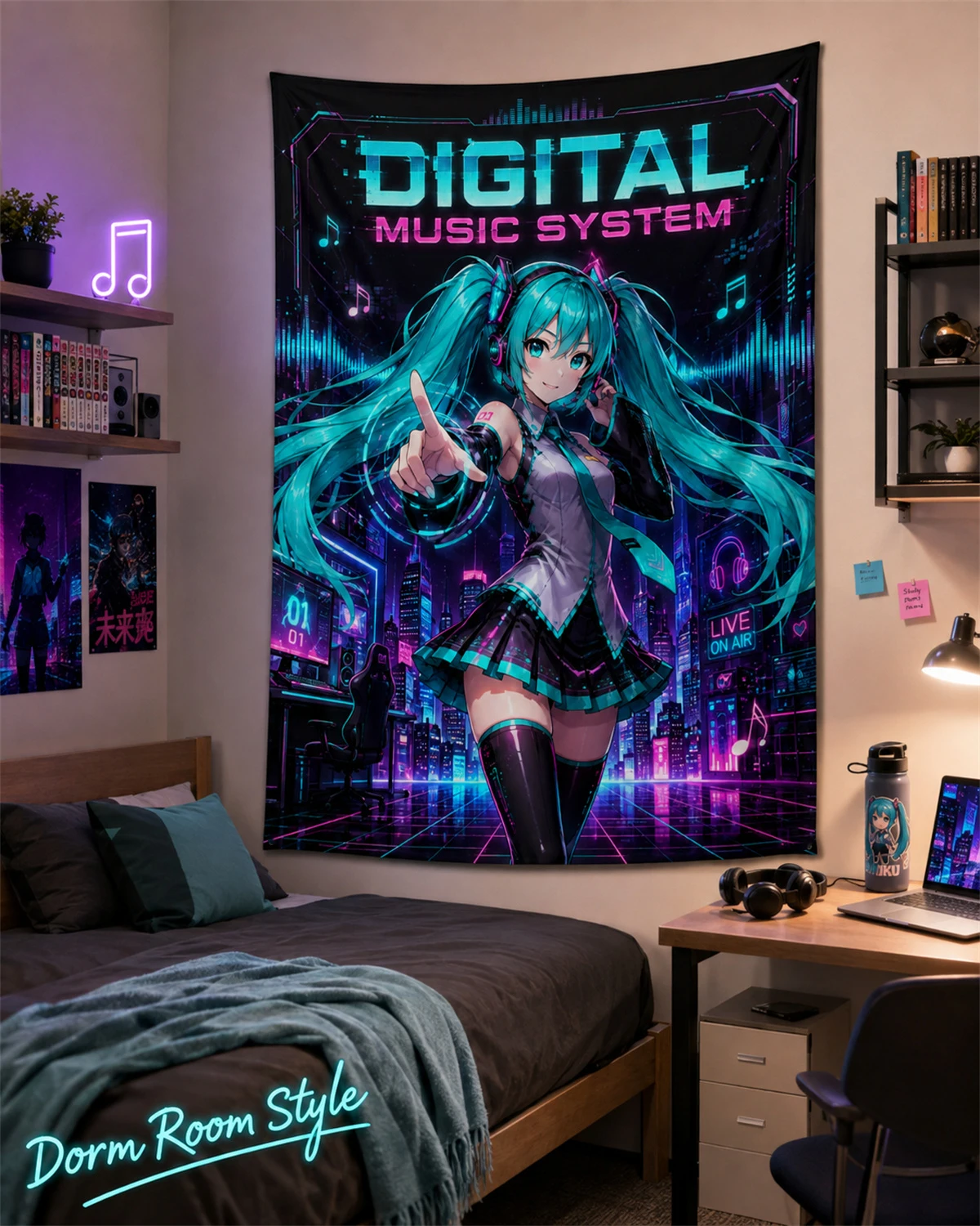 Accessories For Your Gaming Room - Hatsune Miku Digital Music System Tapestry