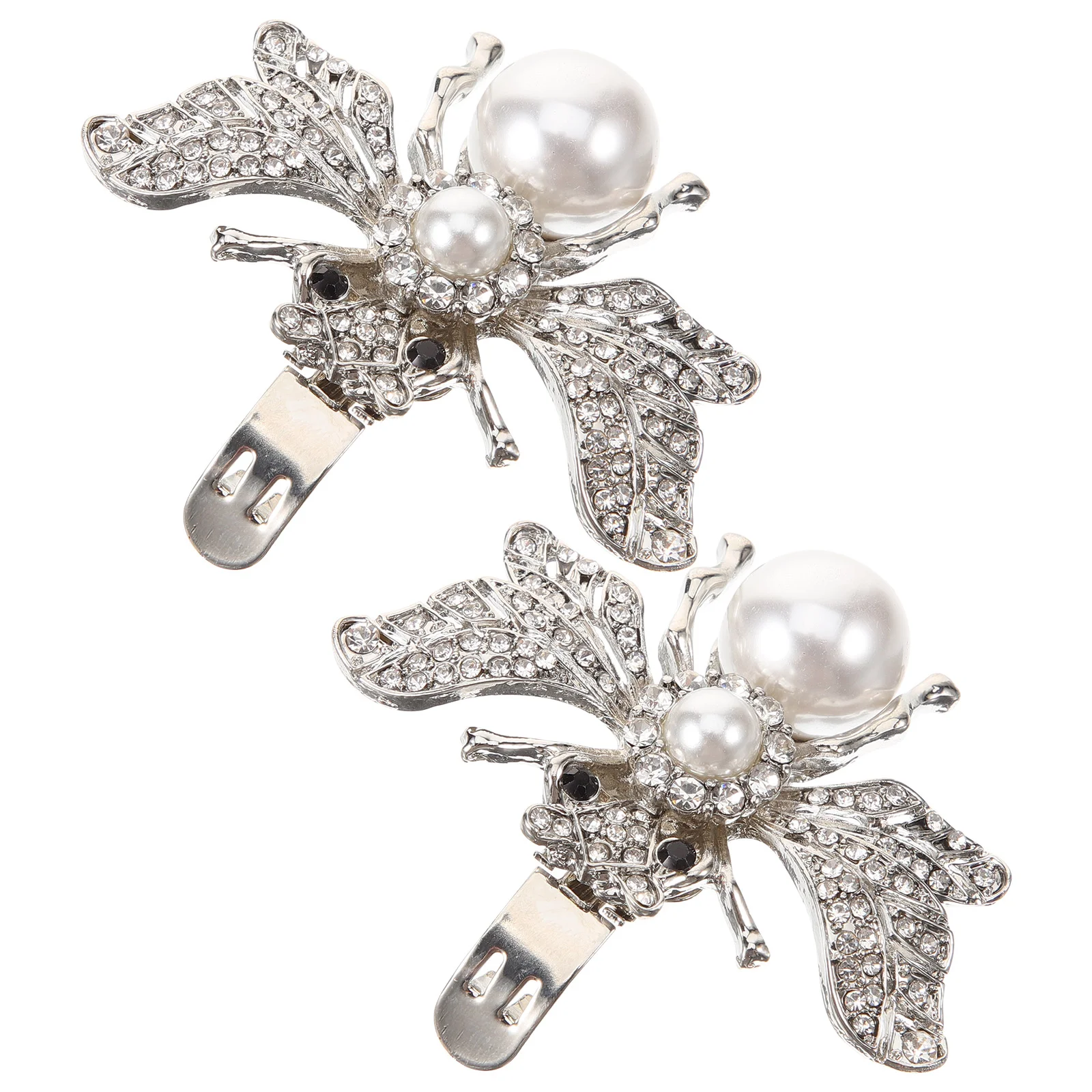 분리형 꿀벌 모양 여성을위한 상단 장식 클립 힐 펌프 신부 구두 클립 화이트 라인 석 크리스탈 금속 버클