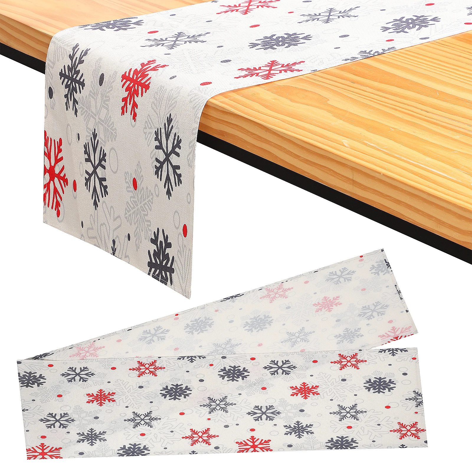 

Linen Table Runner 33x275 Single Sided Snowflake Print Thick Fabric Easy Cleaning Christmas Party Banquet Decor Festive Table