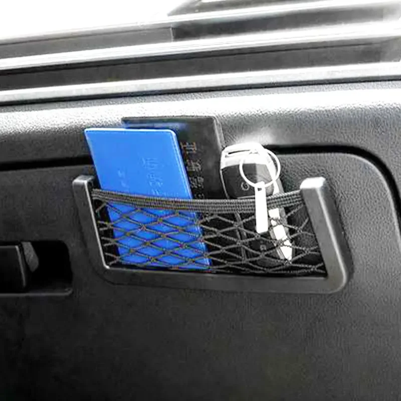 Car Organizer Mesh Storage Bag Net Pocket Mobile Phone Holder Auto Accessories Multi Function Car Storage Net Pocket