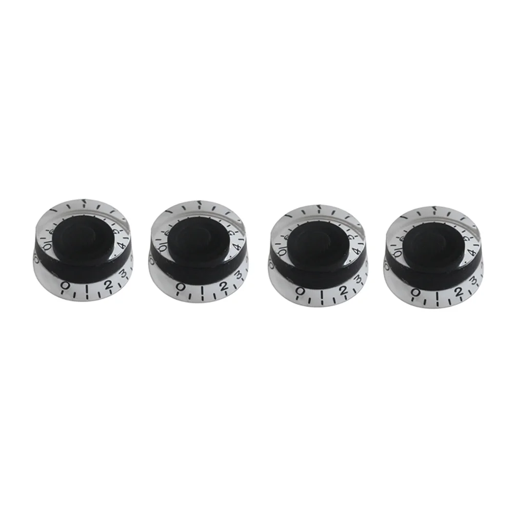 4 Pcs Black and White Guitar Knobs for Letter Bass Amp Control Amplifier Replacement