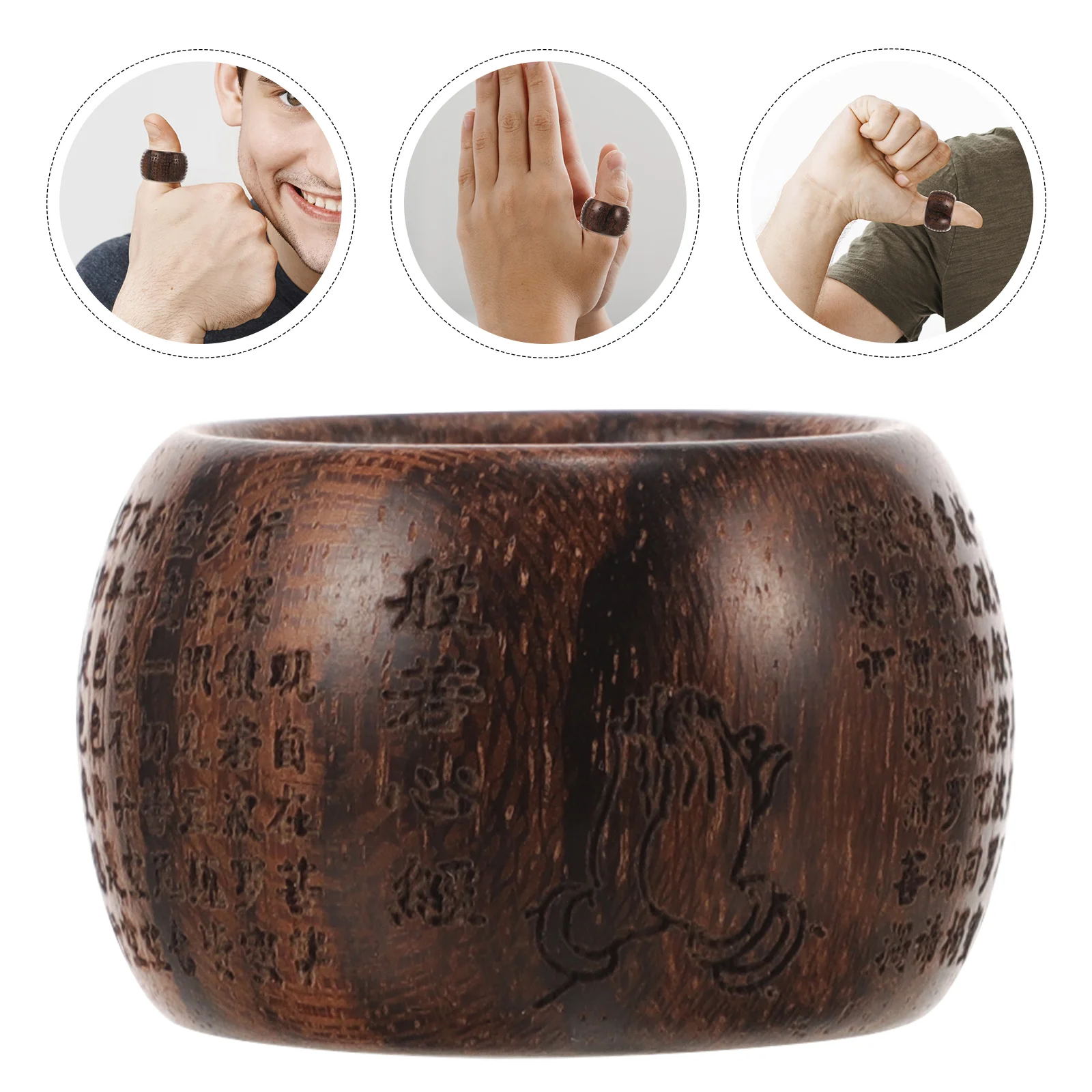 

Prajna Heart Sutra Finger Pull Man Women Ring Wood Wooden Thumb Tennis Bracelets for