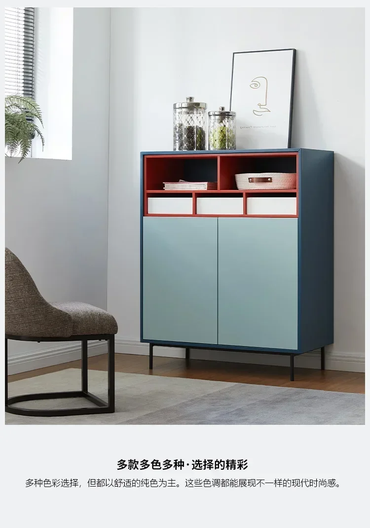Italian minimalist solid wood dining side cabinet, living room storage cabinet, wall side cabinet