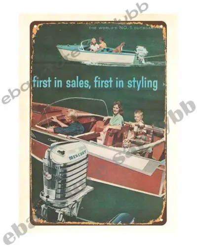 wall art 1959 outboard motor boating marina lake house metal tin sign