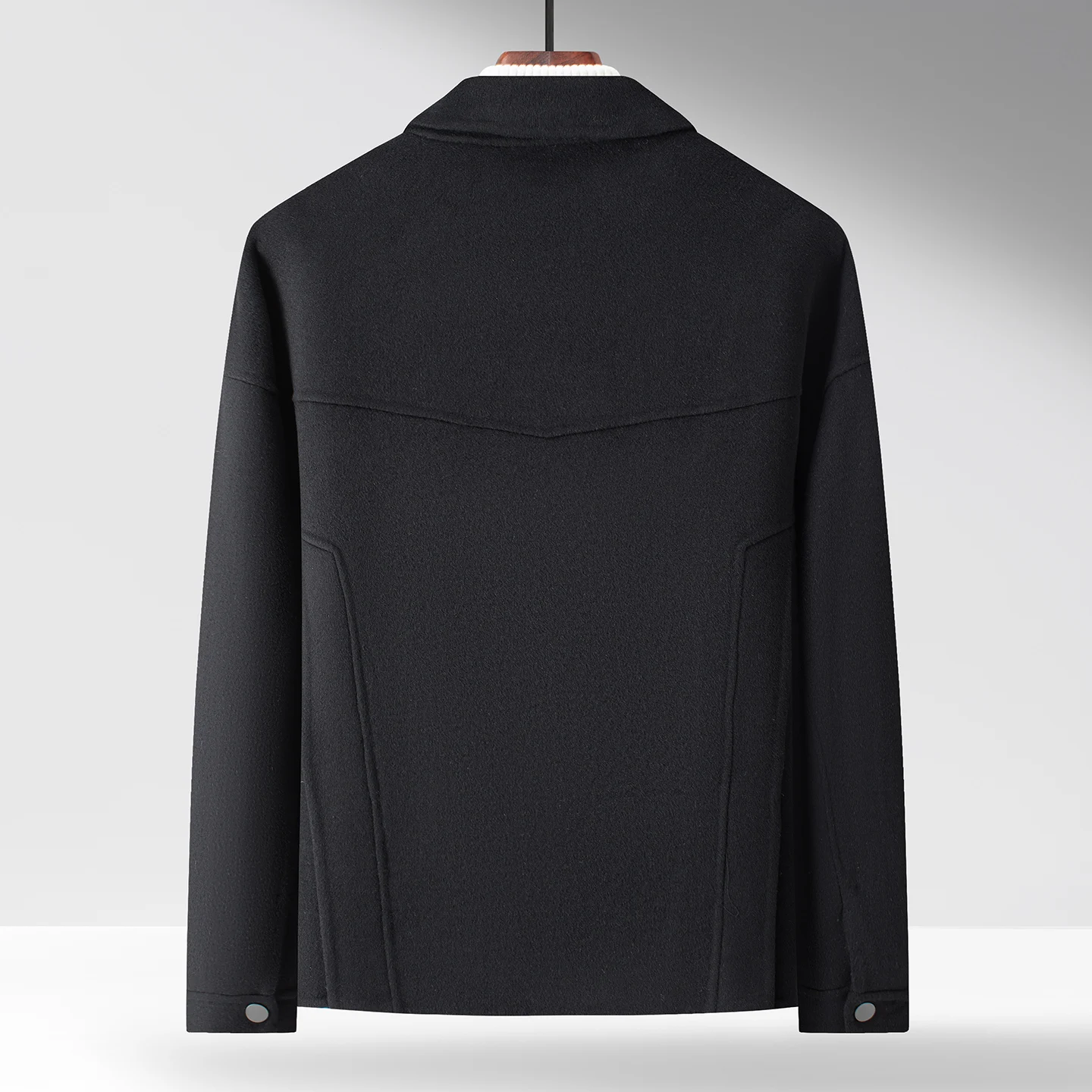 Dwustronny płaszcz wełniany, wysokiej jakości męska moda, nowy krótki płaszcz na jesień i wiosnę, luksusowy, casualowy płaszcz zimowy.