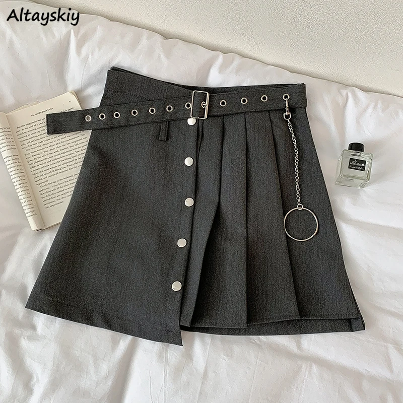 

Мини-юбки женские High Street Faldas готический шик с поясом летняя одежда для школьниц универсальная тонкая винтажная одежда Y2k Harajuku Party