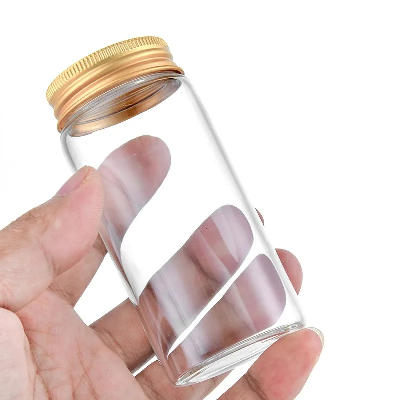 

6 шт. 47 мм стеклянные бутылки, мини-флаконы для образцов с золотыми алюминиевыми крышками с винтовой крышкой для DIY, художественных ремесел, свадебных еды, цветов, чая, ювелирных изделий