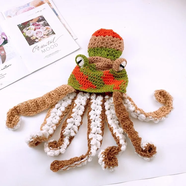 Octopus Beard Hand Weave Knit Wool Hats Men Christmas Cosplay Party Funny Tricky Headgear Winter Warm Couples Beanies Cap