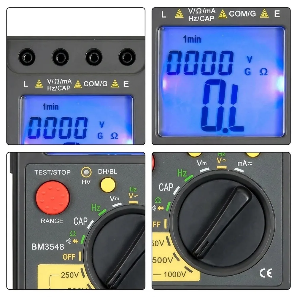 Digital Insulation Resistance Tester BM3548 with 250V 500V 1000V Options and Full Multimeter Capabilities for Electricians