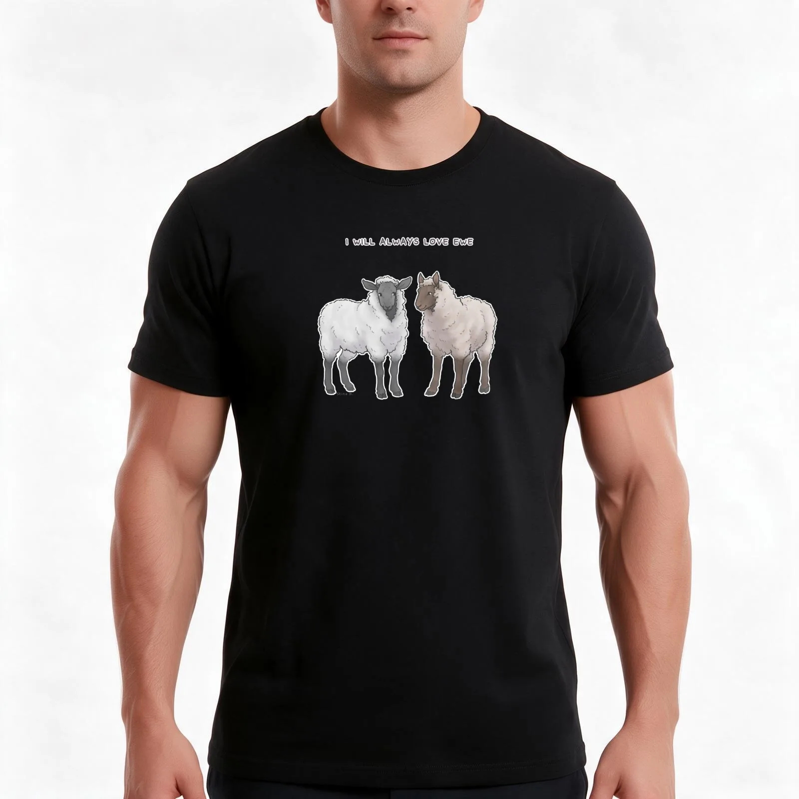 I Love Ewe T-Shirt, Summer Casual Cotton Tee, Oversized Streetwear Tops, Vintage Graphic Print, Loose Fit Short Sleeve