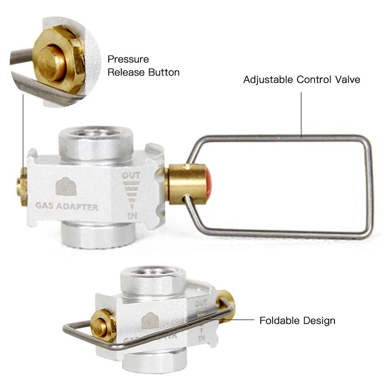 Camping Gas Saver Plus Gas Converter Shifter Refill Flat Tank Conversion Adapter Camping Gas Adapter Valve,Silver